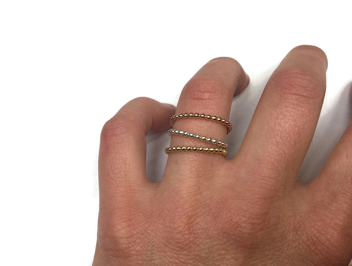 Simple Bead Ring in Solid 14 Karat Gold