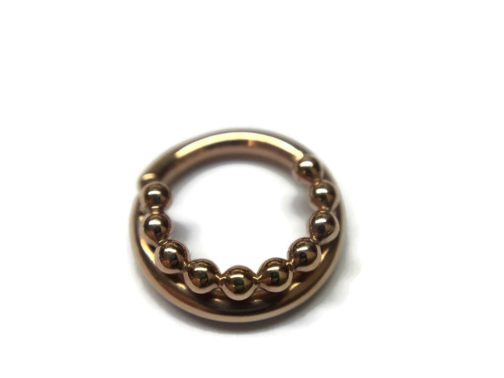 Solid 14 Karat Rose Gold Beaded Septum Ring