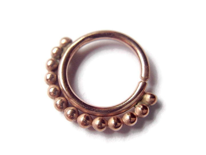 Solid 14 Karat Rose Gold Beaded Septum Ring