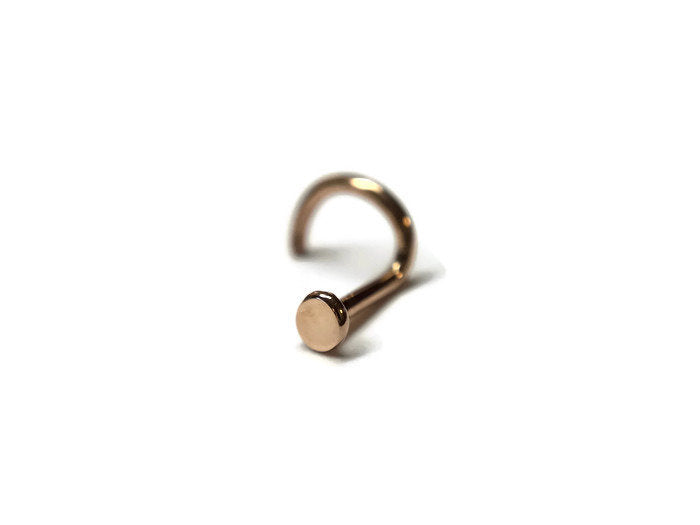 Solid 14 Karat Rose Gold Disc Nose Stud