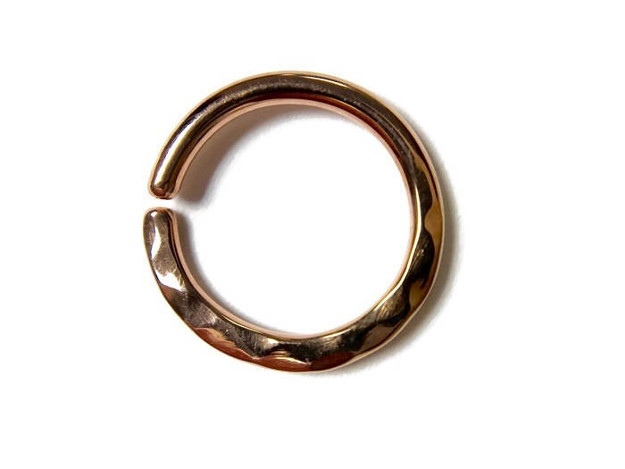 Solid 14 Karat Rose Gold Hammer Texture Septum Ring