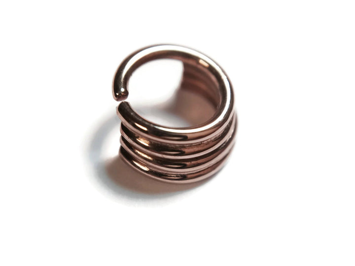 Solid 14 Karat Rose Gold Quadruple Straight Stacked Septum Ring