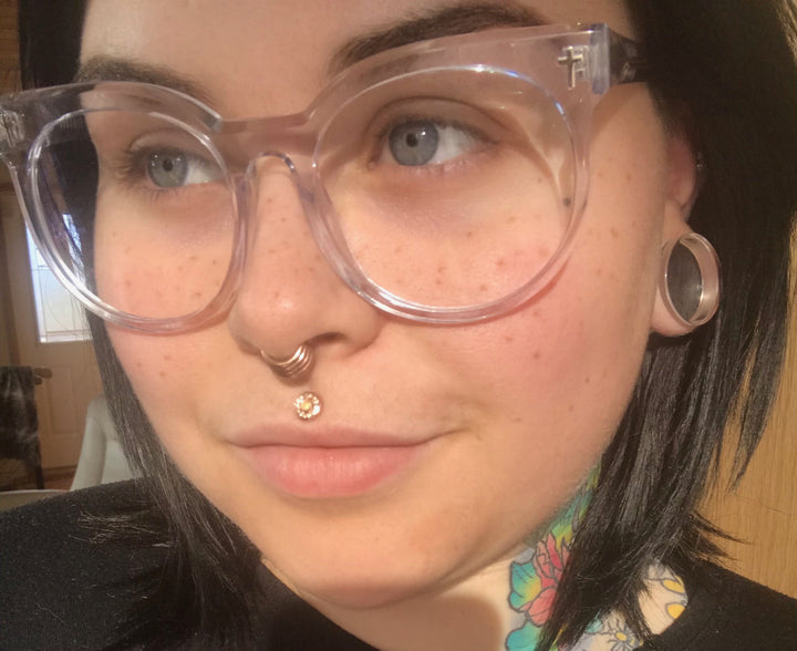 Solid 14 Karat Rose Gold Quadruple Straight Stacked Septum Ring