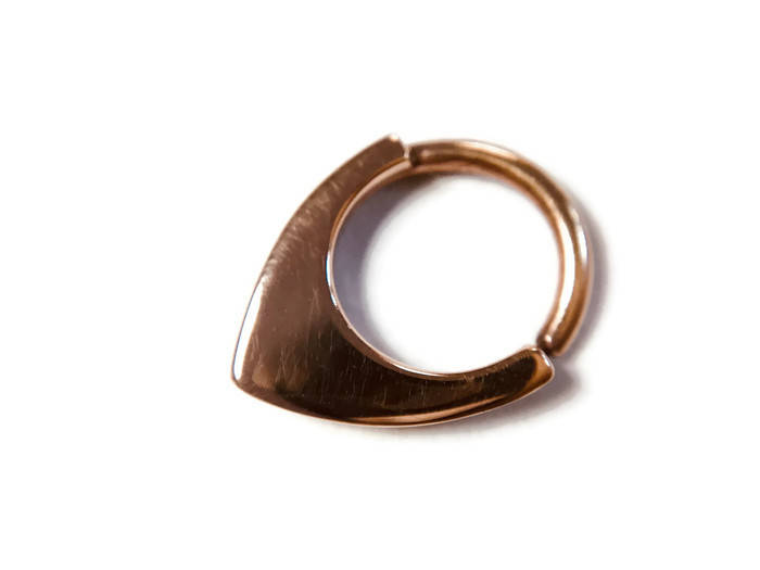 Solid 14 Karat Rose Gold Shield Septum Ring