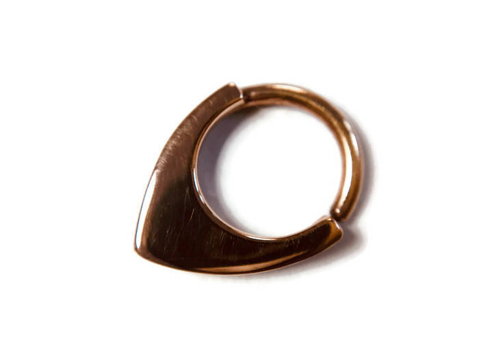 Solid 14 Karat Rose Gold Shield Septum Ring