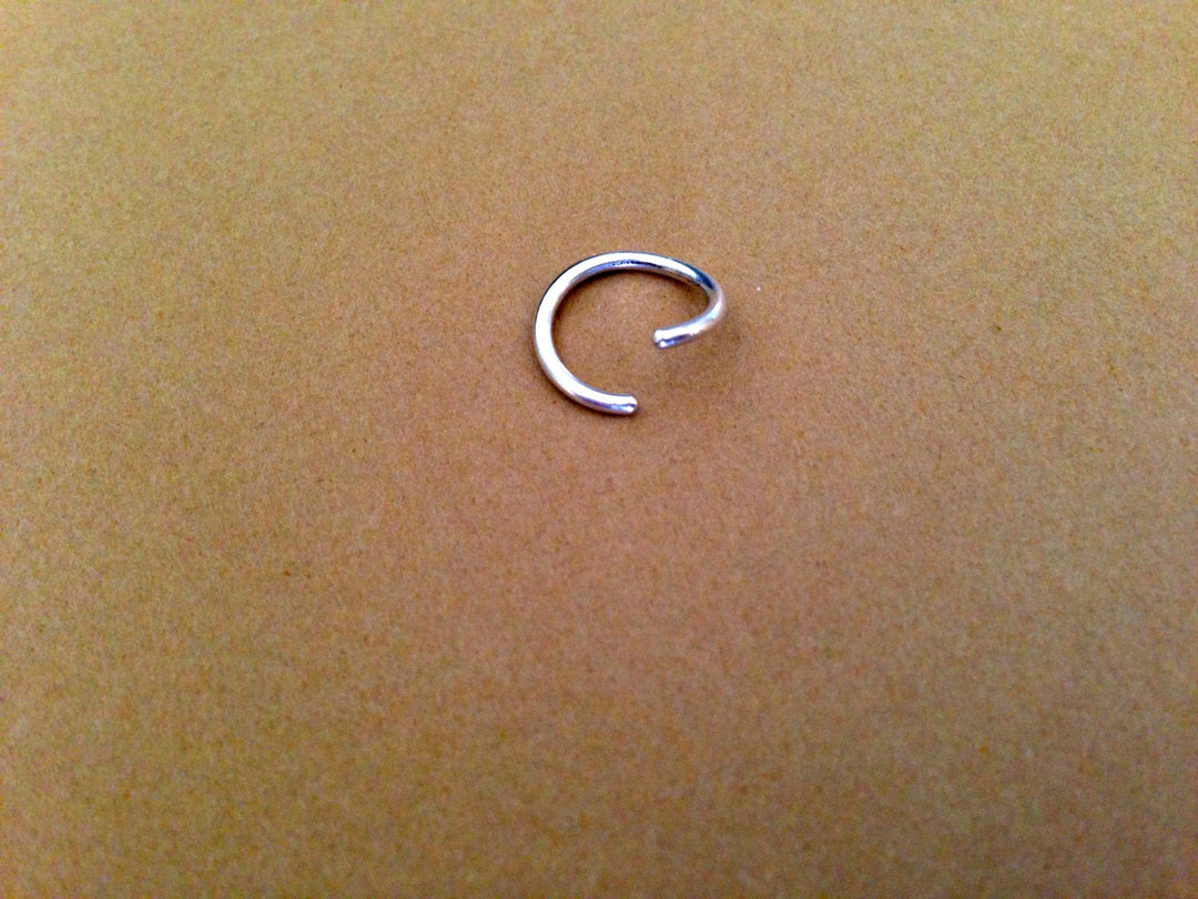 Solid 14 Karat White Gold Simple Nose Hoop