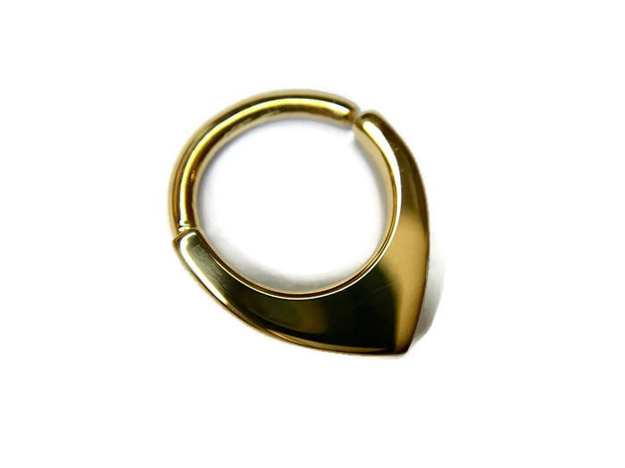 Solid 14 Karat Yellow Gold Mini Shield Septum Ring