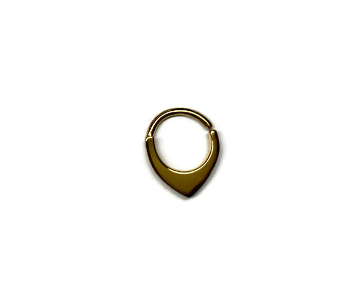 Solid 14 Karat Yellow Gold Mini Shield Septum Ring