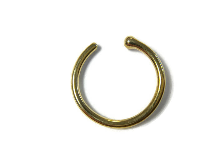 Solid 14 Karat Yellow Gold Nose Hoop Horseshoe With Stopper