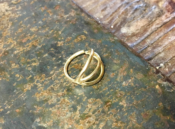 Solid 14 Karat Yellow Gold Nose Ring Triple Hoop