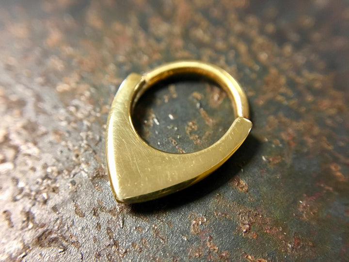 Solid 14 Karat Yellow Gold Shield Septum Ring