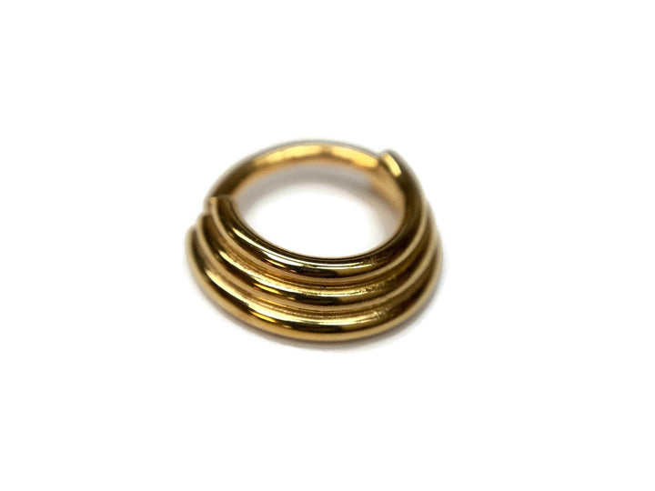 Solid 14 Karat Yellow Gold Triple Stacked Septum Ring