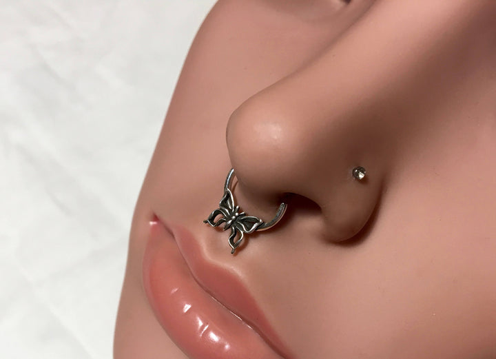 Sterling Silver Butterfly Septum Ring