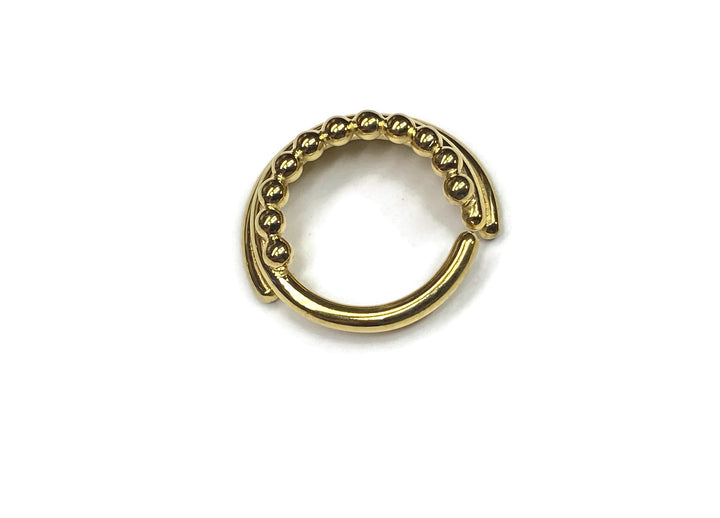 Yellow Gold Triple Stacked Beaded Septum Ring