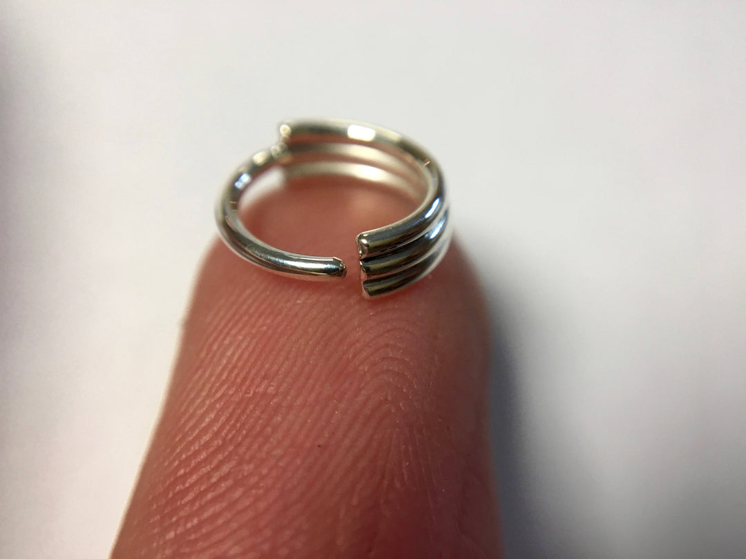 Triple Stacked Sterling Nose Ring Hoop