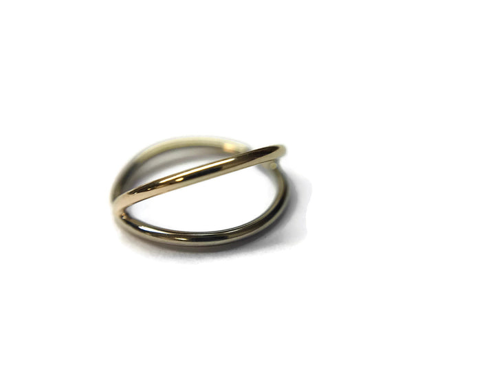 Two Tone 14K Gold Double Layered Nose Ring