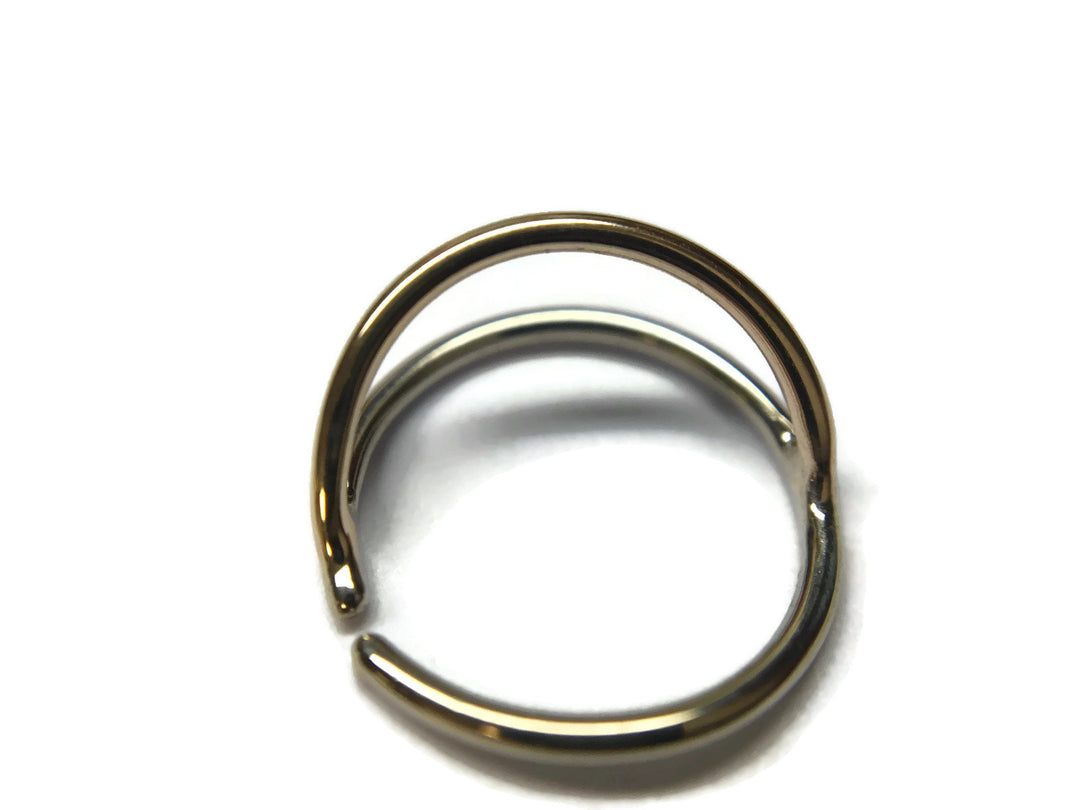 Two Tone Silver and Gold Double Layered Nose Hoop