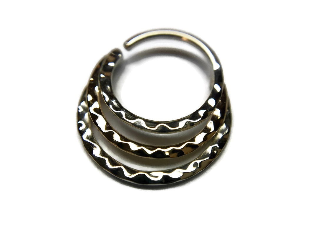 Two Tone Triple Hammered Septum Ring