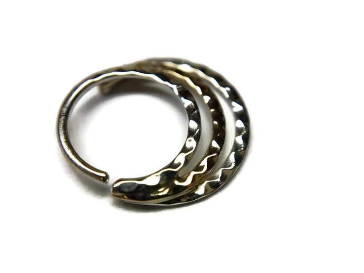 Two Tone Triple Hammered Septum Ring