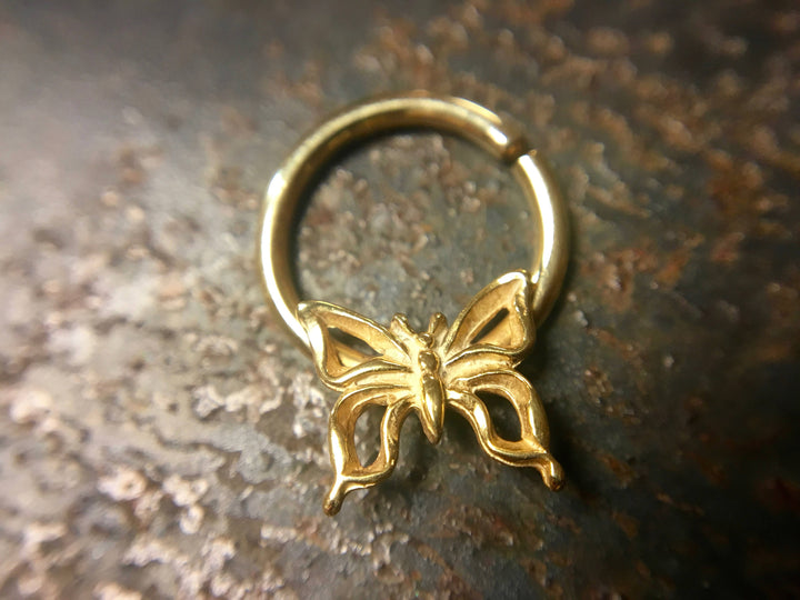 Yellow Gold Butterfly Septum Ring