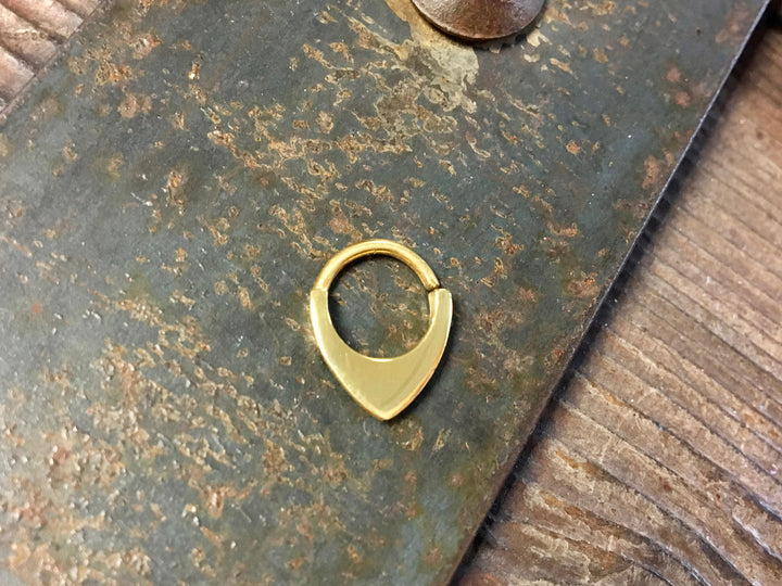 Yellow Gold Shield Septum Ring